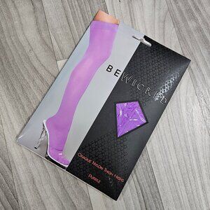 Be Wicked Colorful Opaque Nylon Thigh Highs Stockings, Purple, One Size